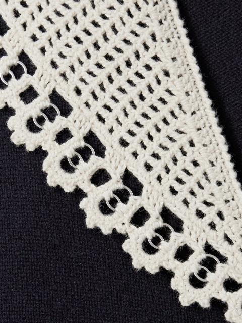 Made-to-order Navy knit Collar Cardigan