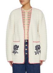 Factory Direct Floral Embroidered knit Cardigan