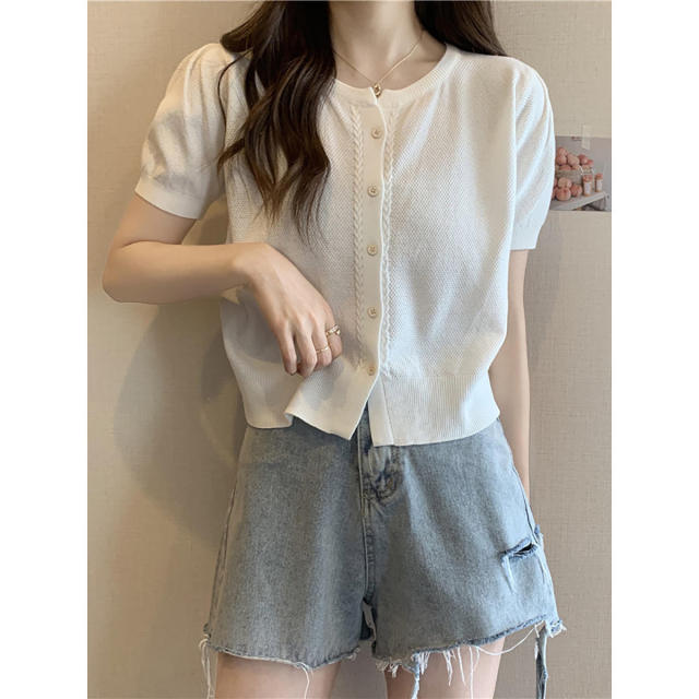 Personalized Elegant Short-Sleeve Knitted Cardigan