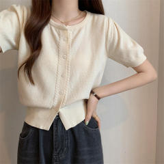 Personalized Elegant Short-Sleeve Knitted Cardigan