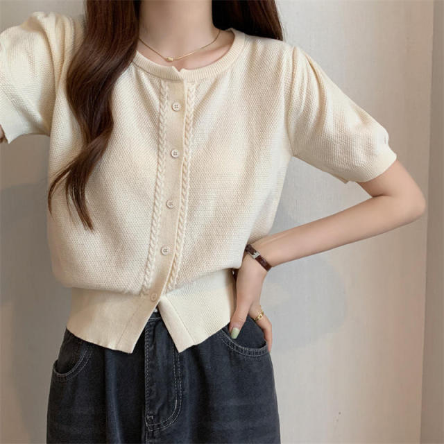 Personalized Elegant Short-Sleeve Knitted Cardigan