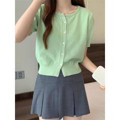 Personalized Elegant Short-Sleeve Knitted Cardigan