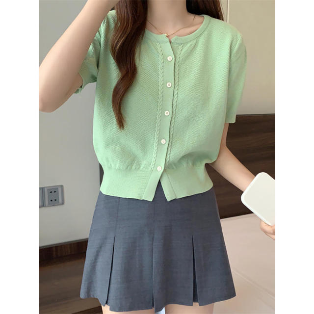 Personalized Elegant Short-Sleeve Knitted Cardigan