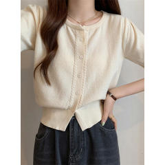 Personalized Elegant Short-Sleeve Knitted Cardigan