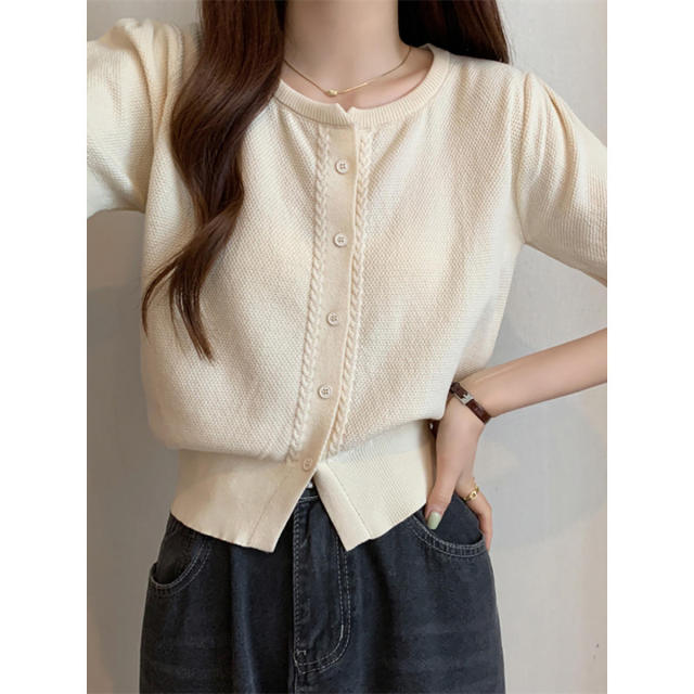 Personalized Elegant Short-Sleeve Knitted Cardigan