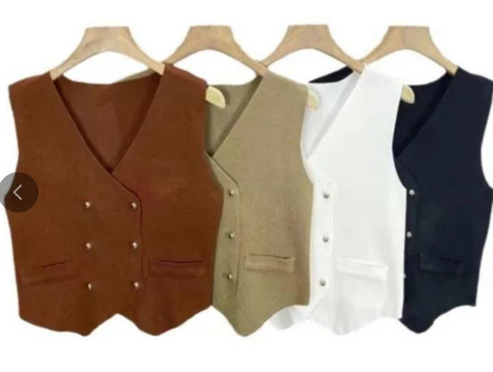 OEM ODM Chic Double-Breasted Vest with Gold Button Details