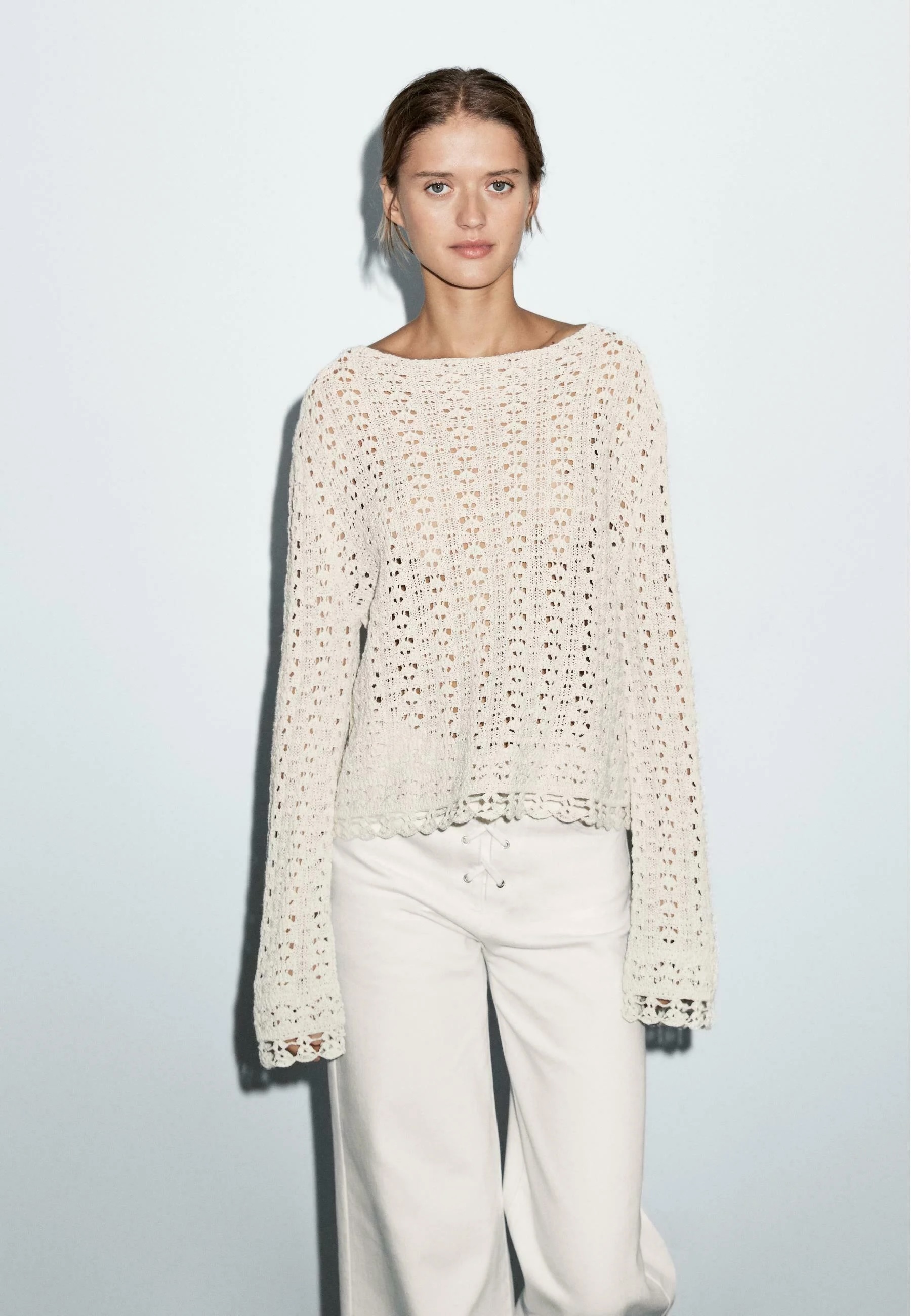 OEM ODM knit Openwork Sweater - Soft Cream