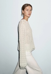 OEM ODM knit Openwork Sweater - Soft Cream