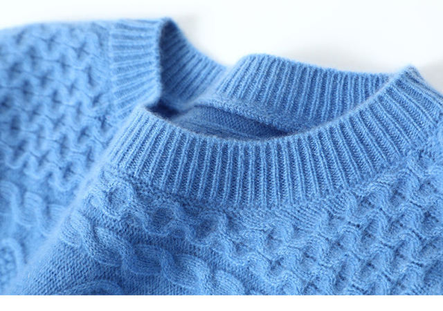 Wholesale Women’s Asymmetric Shoulder Cable Knit Sweater – Sky Blue