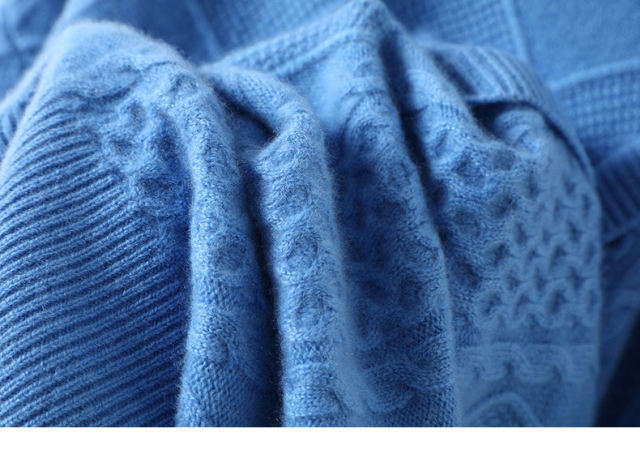 Wholesale Women’s Asymmetric Shoulder Cable Knit Sweater – Sky Blue