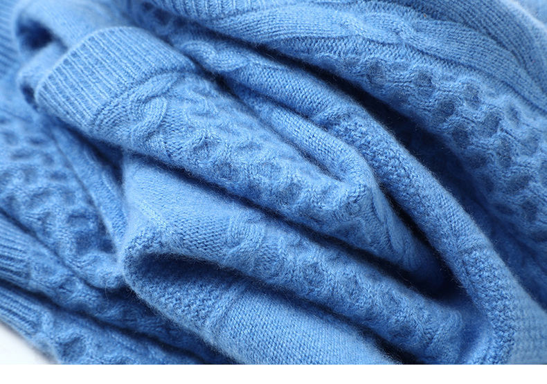Wholesale Women’s Asymmetric Shoulder Cable Knit Sweater – Sky Blue