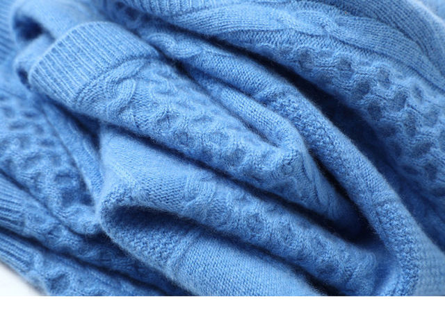 Wholesale Women’s Asymmetric Shoulder Cable Knit Sweater – Sky Blue
