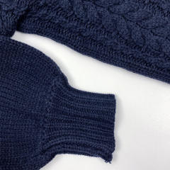 Customized Navy Blue Cable Knit Tie-Front Cardigan