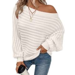 Factory Direct Olive Green Off-Shoulder Ribbed Knit Sweater