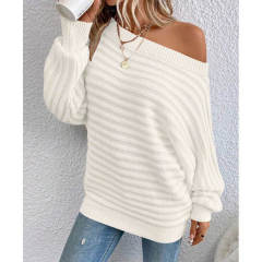Factory Direct Olive Green Off-Shoulder Ribbed Knit Sweater