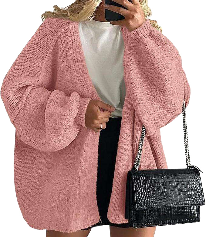 OEM ODM Women’s Pink Oversized Chunky Knit Cardigan