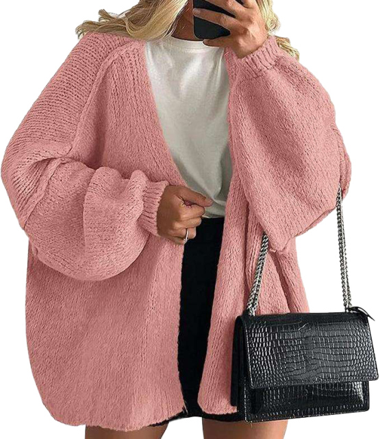 OEM ODM Women’s Pink Oversized Chunky Knit Cardigan