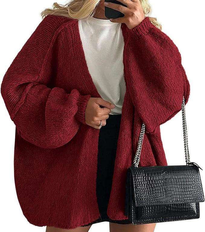 OEM ODM Women’s Pink Oversized Chunky Knit Cardigan