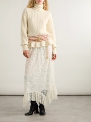 OEM ODM Classic Ribbed Turtleneck Sweater with Red Stripe Detail