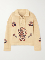 Factory Direct  Embroidered Lace-Up Hooded Sweater