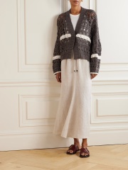 Made-to-order knit Open-Front Cardigan with Contrasting Stripes