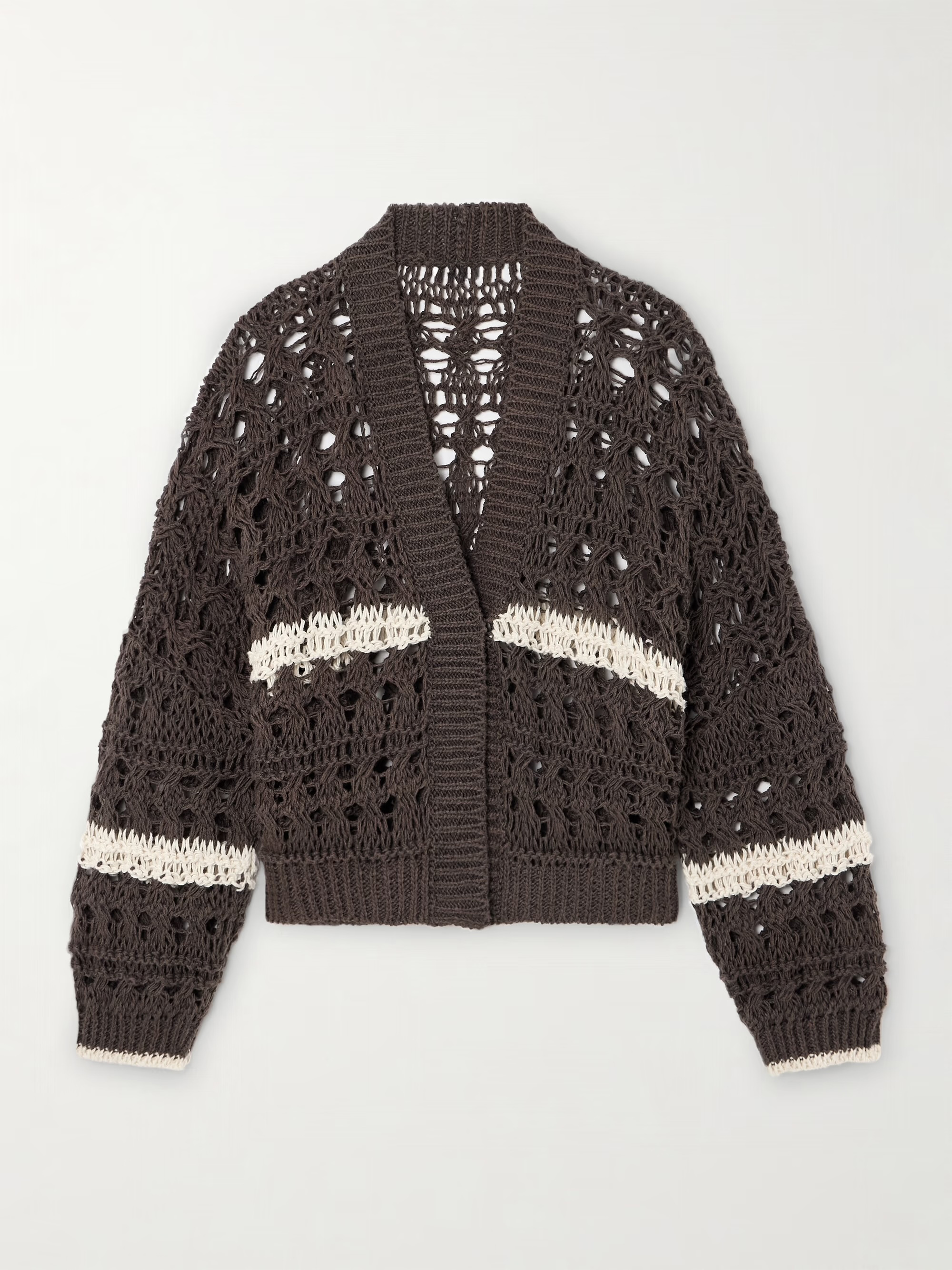 Made-to-order knit Open-Front Cardigan with Contrasting Stripes