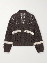 Made-to-order knit Open-Front Cardigan with Contrasting Stripes