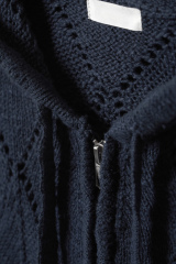 Wholesale Cropped Zip-Up Hooded Sweater with Frayed Hem