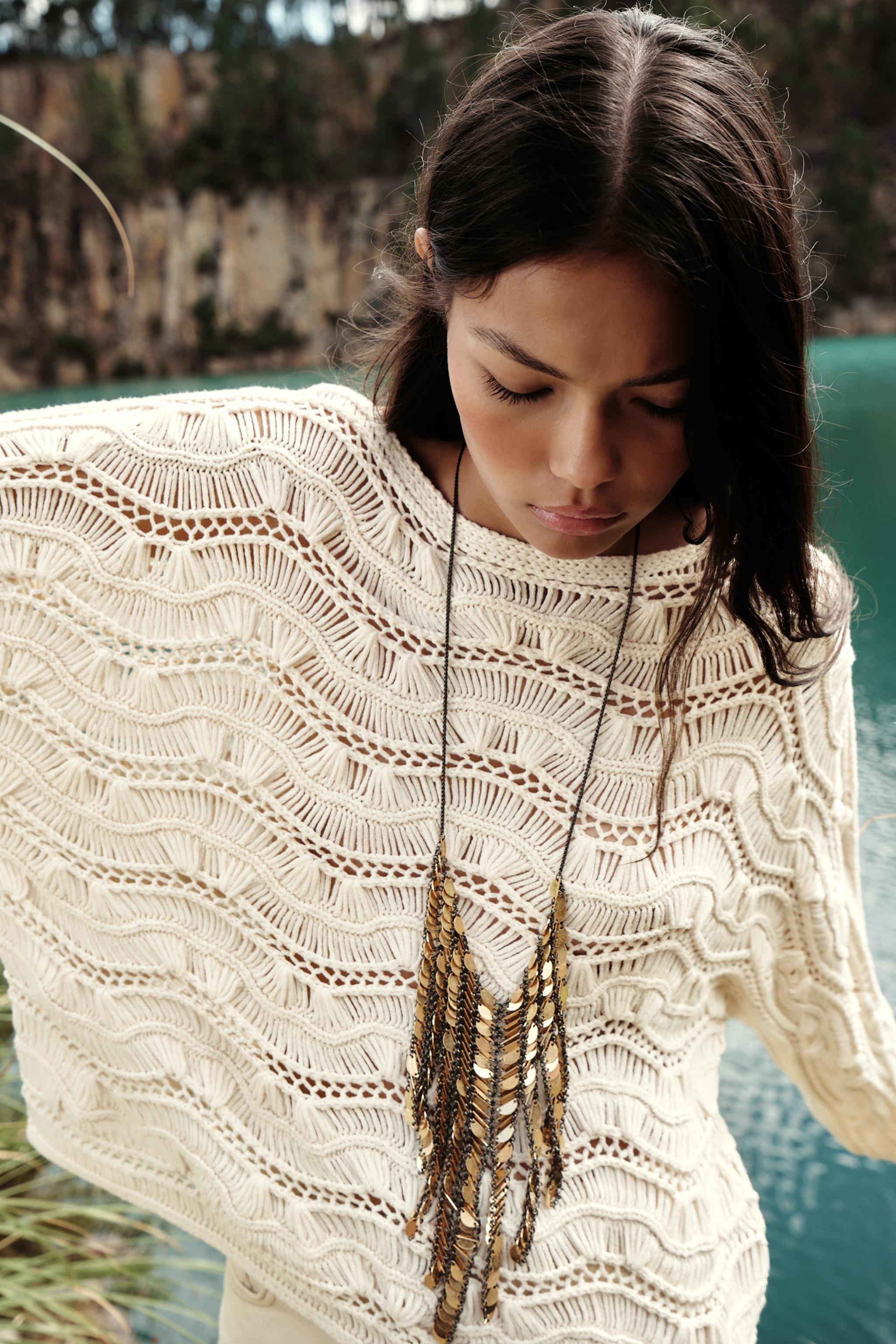 Custom Design Wavy Crochet Knit Sweater