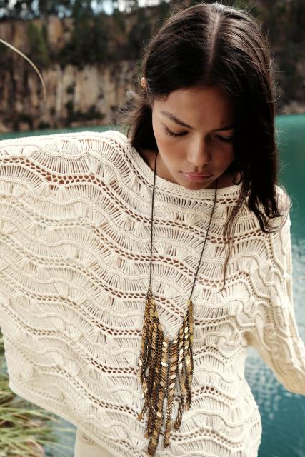 Custom Design Wavy Crochet Knit Sweater