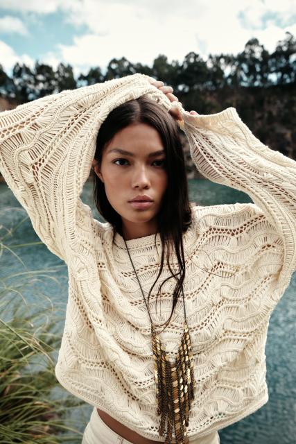 Custom Design Wavy Crochet Knit Sweater