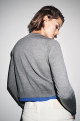 Wholesale Women’s Grey & Blue Trim Knit Cardigan