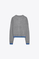 Wholesale Women’s Grey & Blue Trim Knit Cardigan