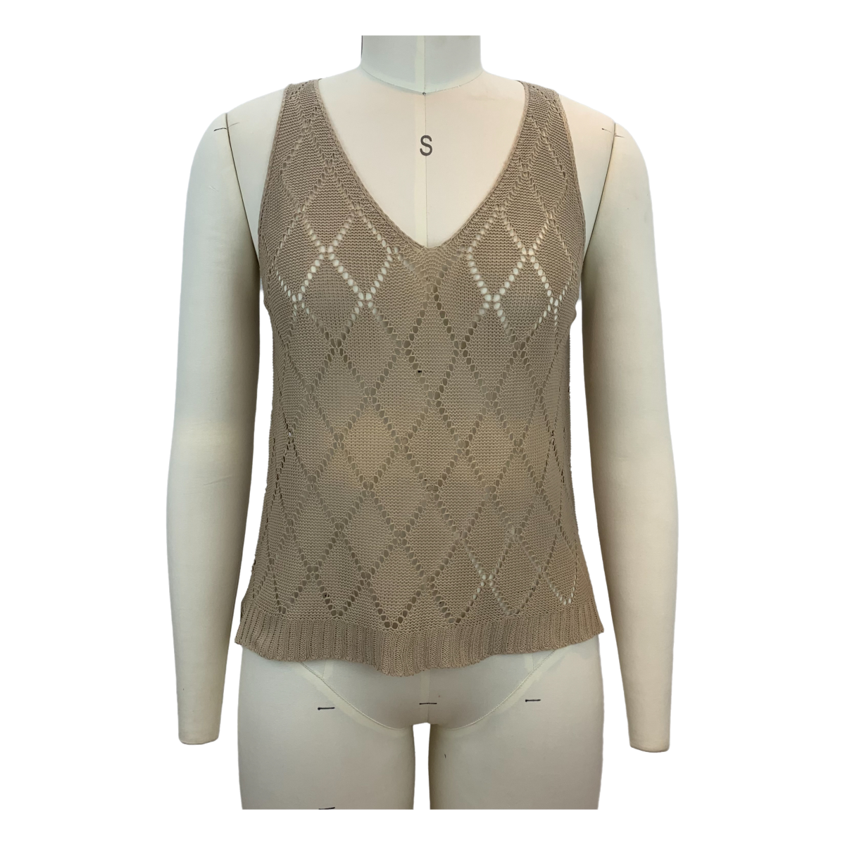 OEM ODM V-Neck Diamond Knit Sleeveless Top