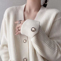 Factory Direct Ribbed Knit V-Neck Cardigan with Pockets