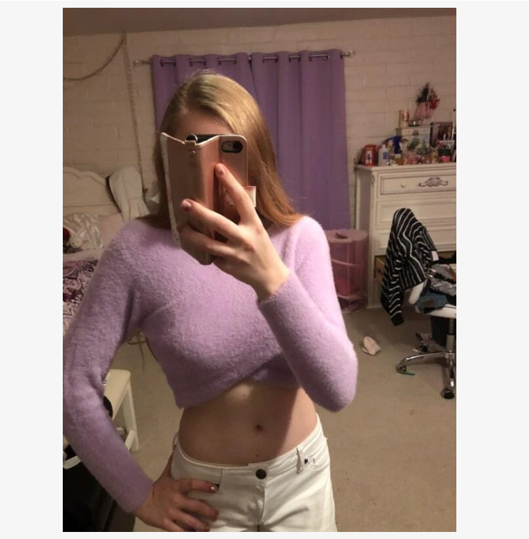 Factory Direct V-Neck Cropped Knit Sweater