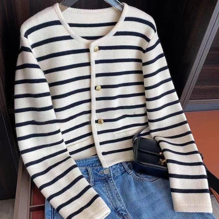 OEM ODM Striped Button-Down Knit Cardigan