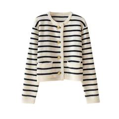 OEM ODM Striped Button-Down Knit Cardigan