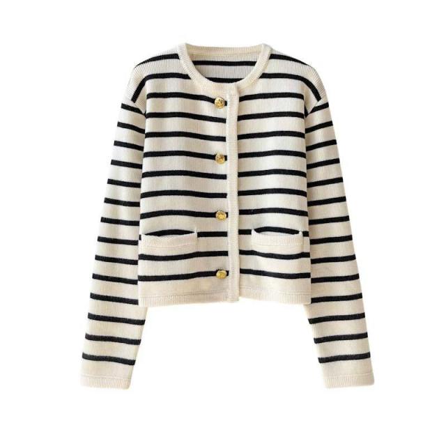 OEM ODM Striped Button-Down Knit Cardigan