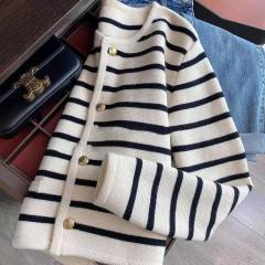 OEM ODM Striped Button-Down Knit Cardigan
