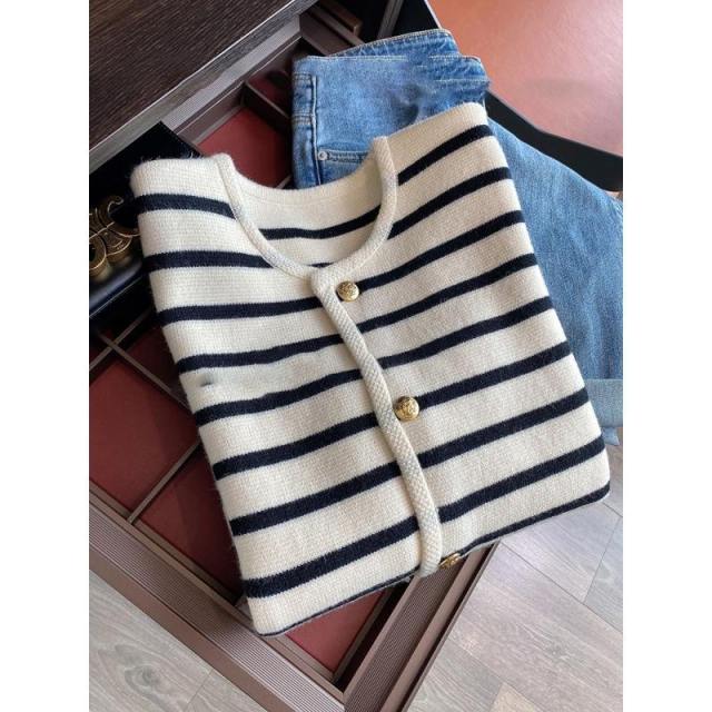 OEM ODM Striped Button-Down Knit Cardigan