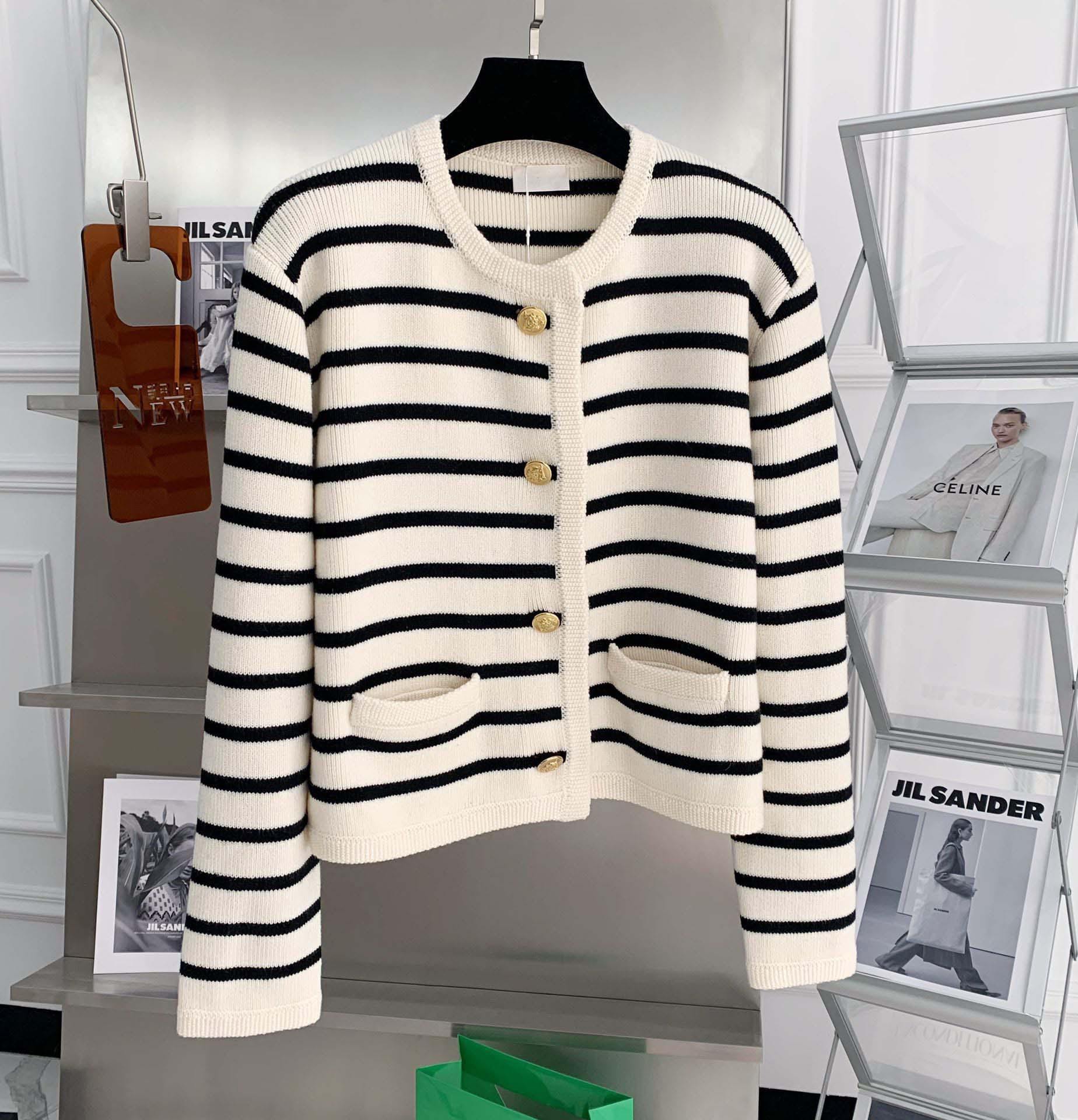 OEM ODM Striped Button-Down Knit Cardigan