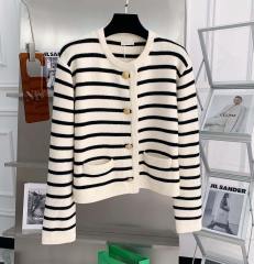 OEM ODM Striped Button-Down Knit Cardigan