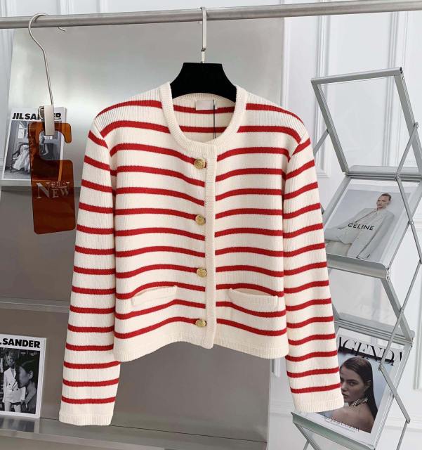 OEM ODM Striped Button-Down Knit Cardigan