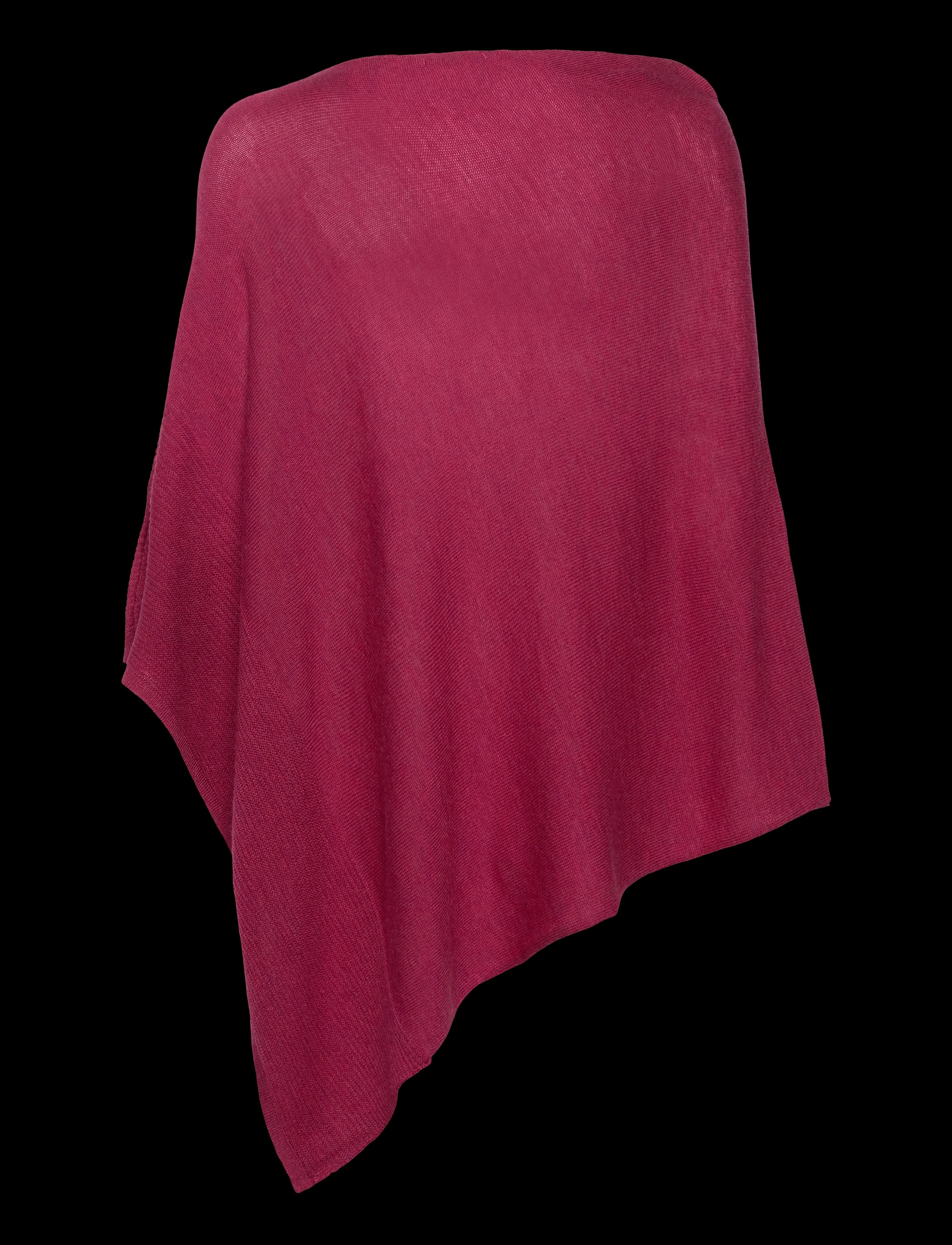 OEM ODM Luxury Cashmere Blend Asymmetric Poncho – Deep Berry Red