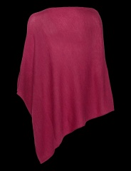 OEM ODM Luxury Cashmere Blend Asymmetric Poncho – Deep Berry Red