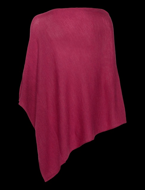 OEM ODM Luxury Cashmere Blend Asymmetric Poncho – Deep Berry Red