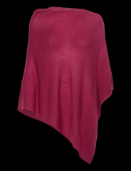 OEM ODM Luxury Cashmere Blend Asymmetric Poncho – Deep Berry Red
