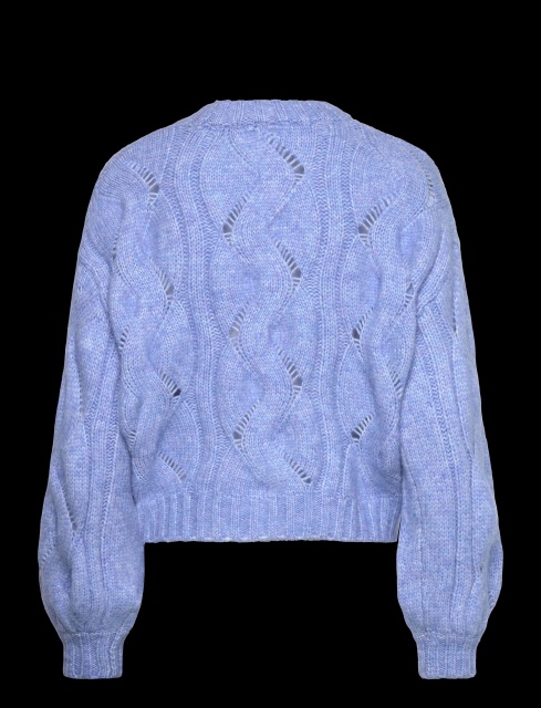 Factory Direct Women’s Light Blue Cable Knit Sweater – Openwork Pattern Pullover