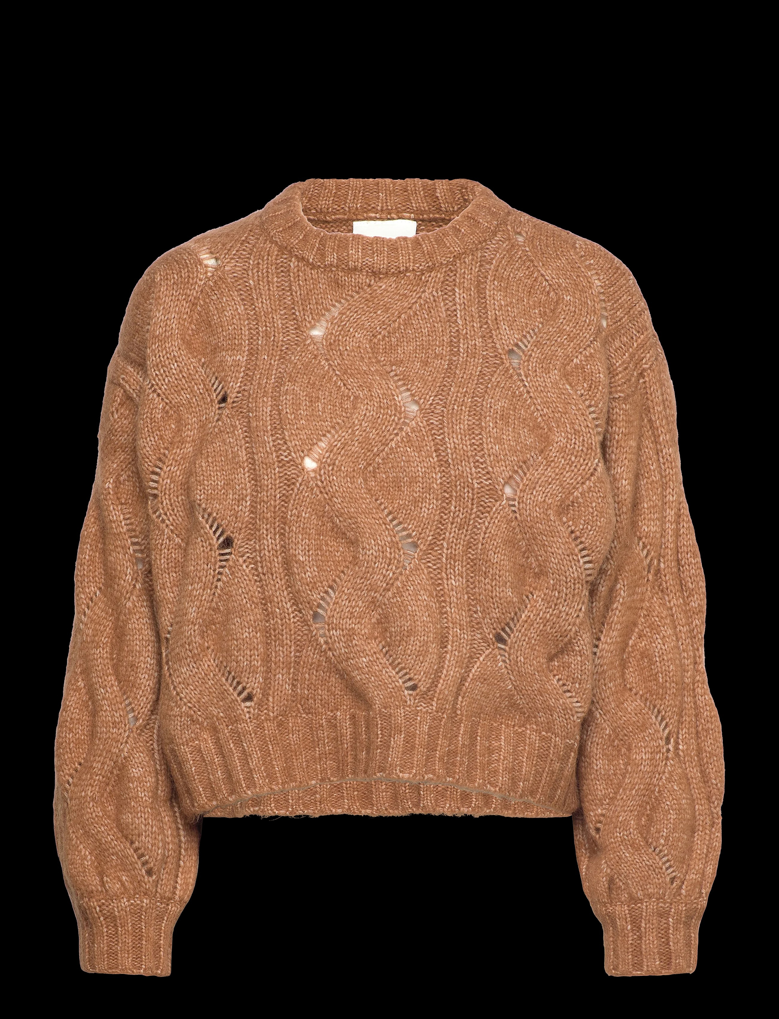Factory Direct Women’s Light Blue Cable Knit Sweater – Openwork Pattern Pullover